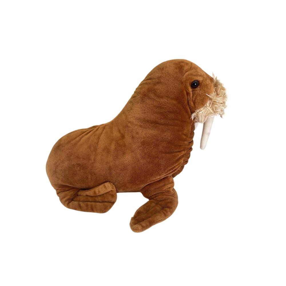 Wild Republic Plush Walrus With Tusks Brown Stuffed Animal Toy 13” Long - Picture 2 of 4
